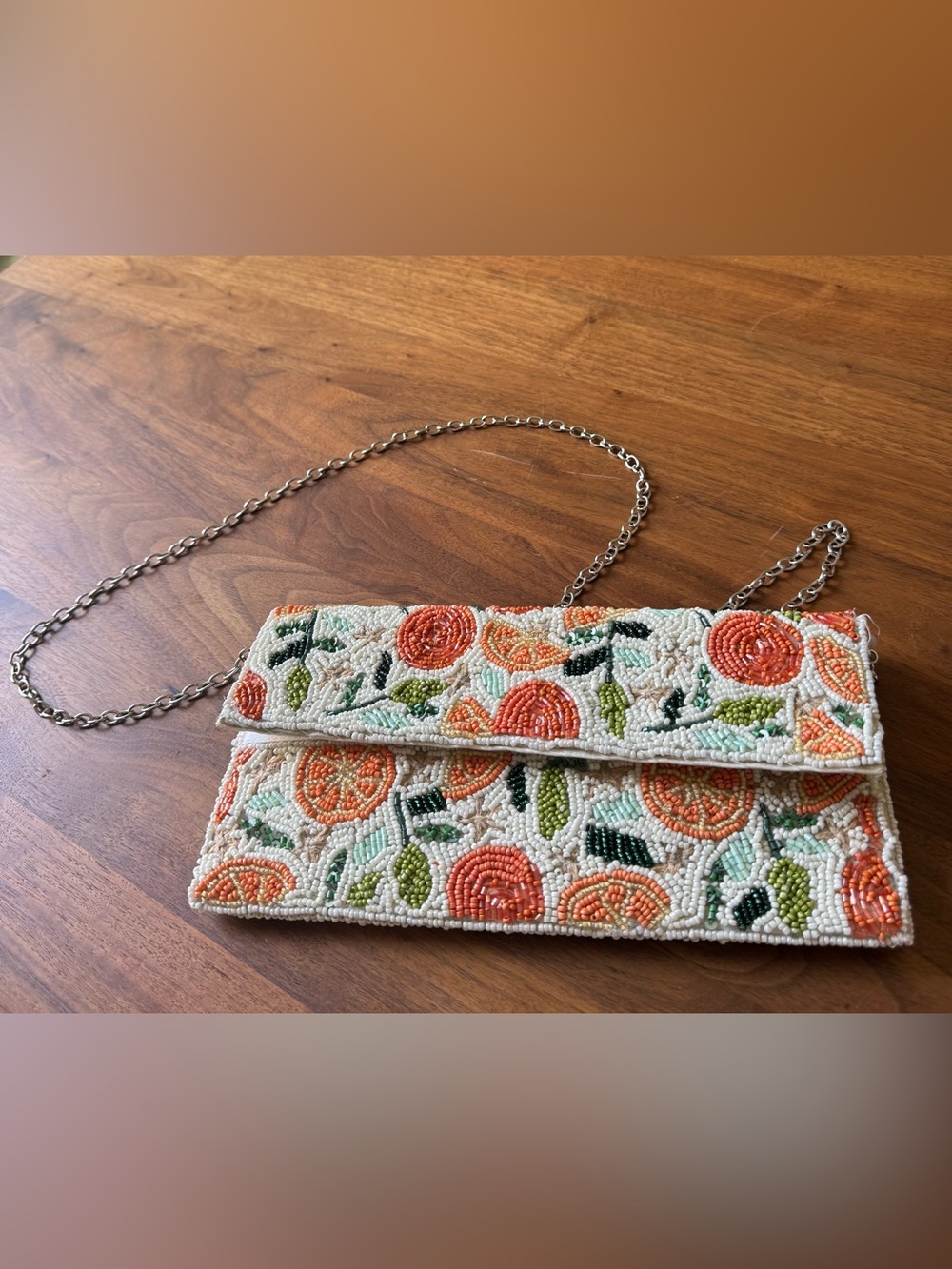 Sol & Mer Beaded Clutch with Oranges 🍊 & Floral Design